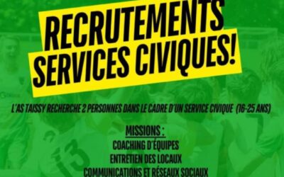 L’AS Taissy recrute 2 Services Civiques !