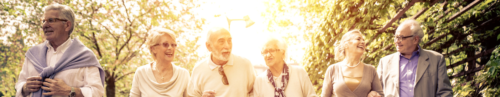 Group of old people walking outdoor